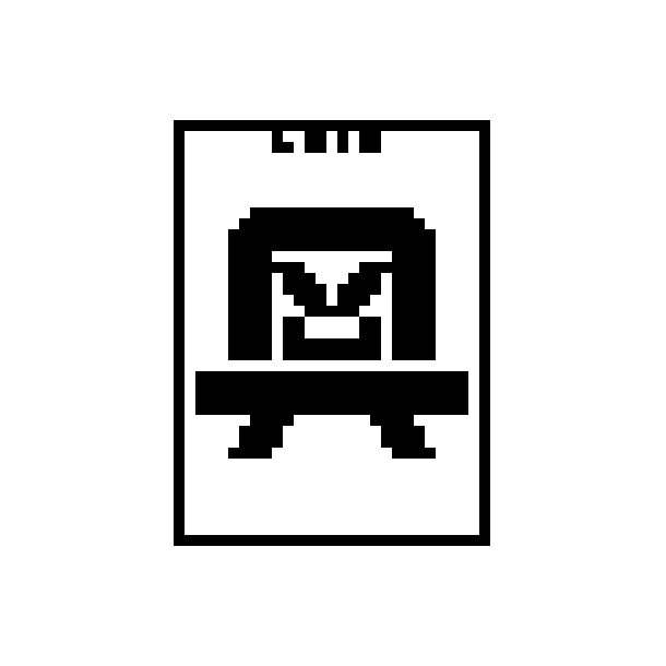 1-bit tarot card made by raz for staz. Resembles staz's angryman profile picture designed by The Designer's Republic.