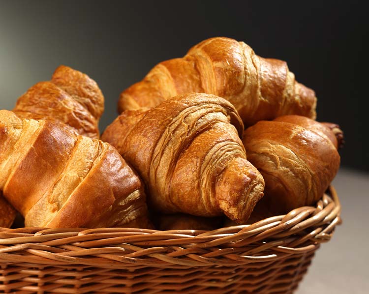 Picture of croissants in a basket.