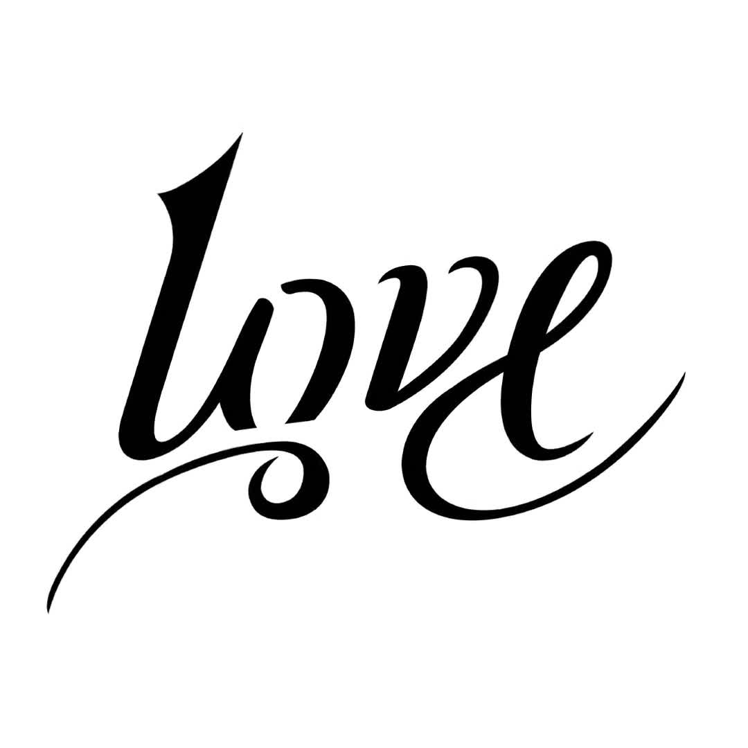 "Love" / "Pain" rotational ambigram