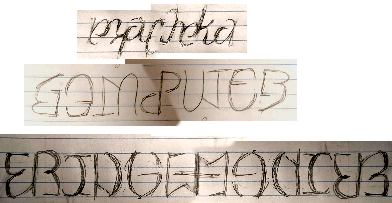 "Machka", "Gomputer", and "Fridgemancer" rotational ambigrams