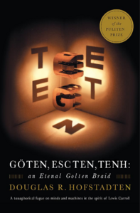 cover of gödel escher bach but the G E and B have been replaced with T E and N. The title was changed from "Gödel, Escher, Bach: An Eternal Golden Braid" to "Göten, Escten, Tenh: an Etenal Golten Braid." At the bottom it also says "a tenaphorical fugue" instead of "a metaphorical fugue," and the gold Pulitzer Prize stamp has been changed to a "Puliten Prize"