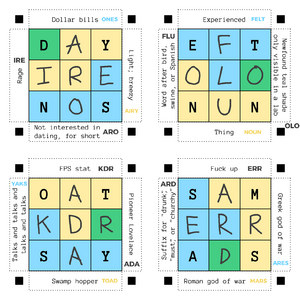 The solution to a standard GridLock puzzle.
